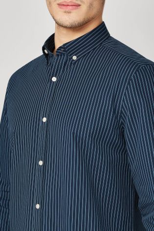 Navy Long Sleeve Stripe Shirt (3-16yrs)